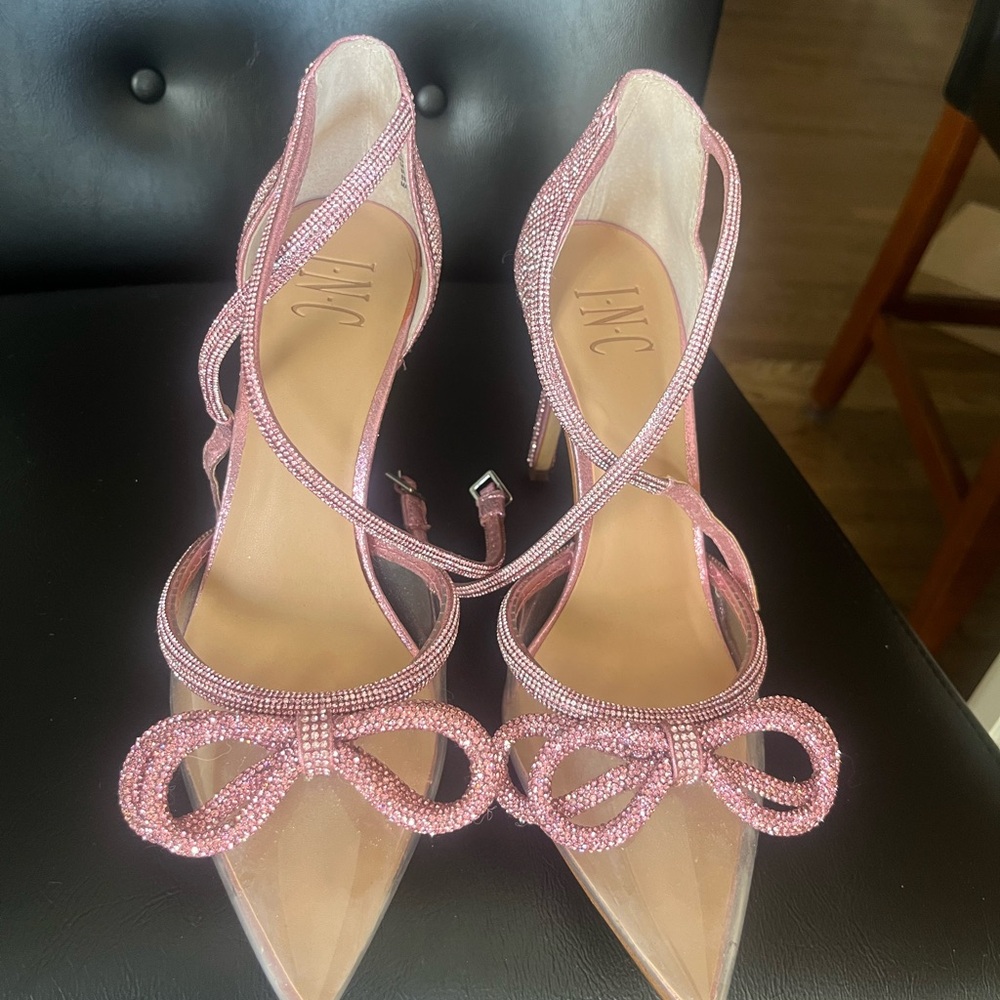 INC International Concepts Pink Strappy Bow Heels
